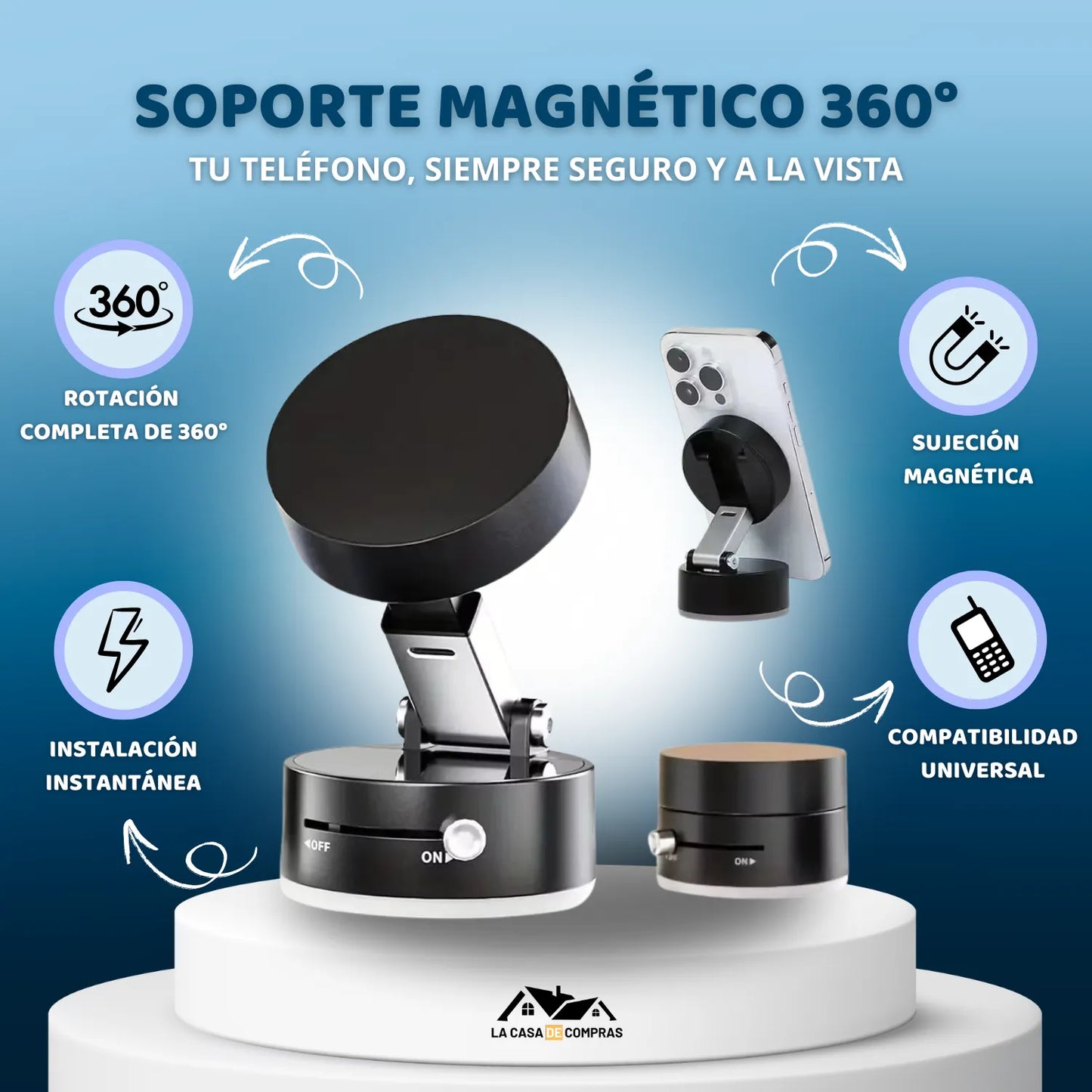 Soporte Magnético al Vacío 360°